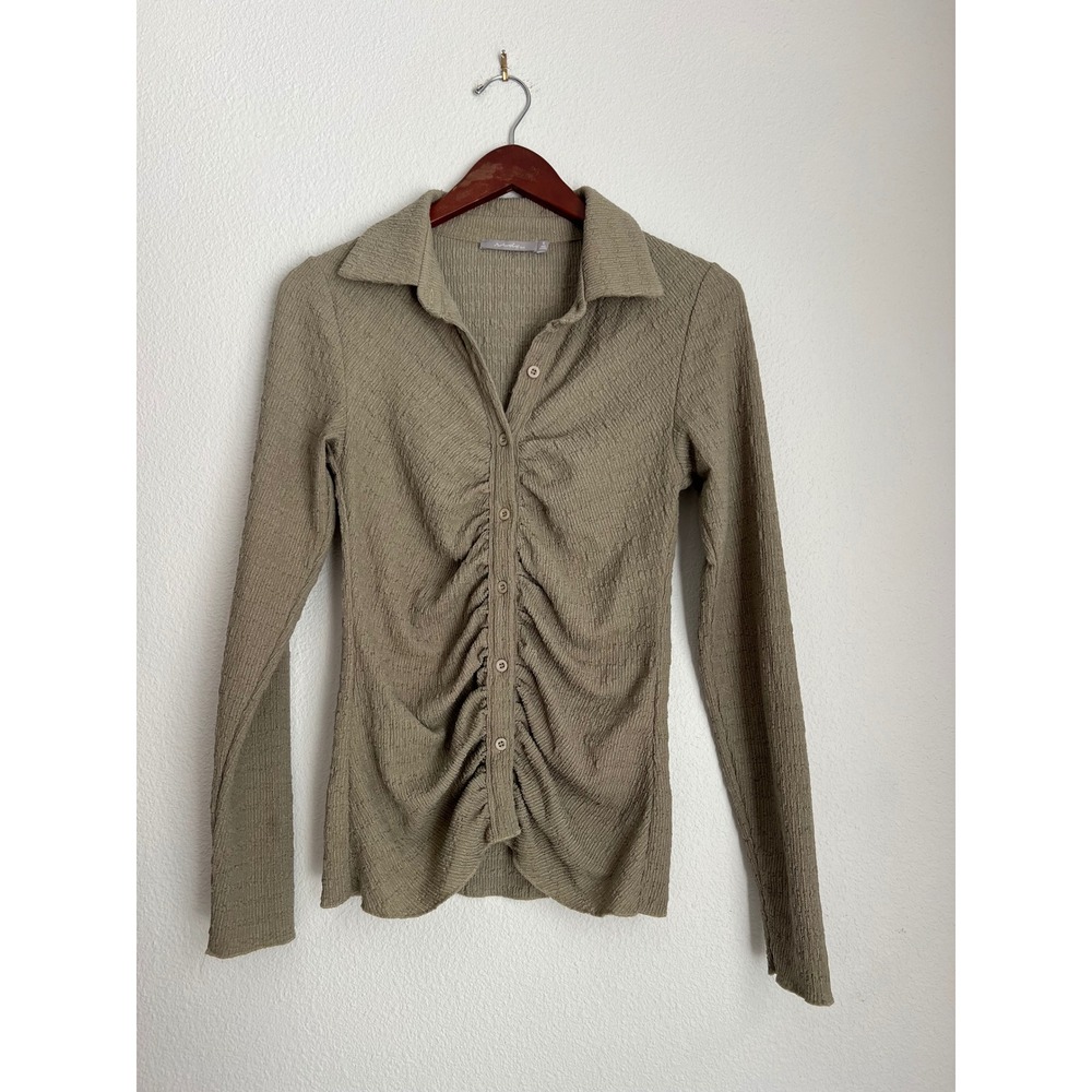 Red by BKE Ruched Button Up Long‎ Sleeve Shirt Top Size S